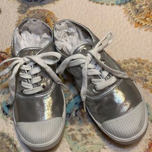 Shiny Silver Tennis Shoes